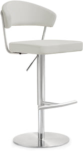 Cosmo Light Grey Performance Vegan Leather and Stainless Steel Barstool Model: TOV-K3645
